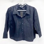 DKNY  boxy oversized button Down cropped black minimalist career ware office chic Photo 0