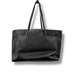 Tory Burch Robinson Black Leather Tote Bag Structured Shoulder Purse Work Photo 1