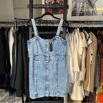 ALLSAINTS  Elsie Denim Mini Dress Blue Button Front Sleeveless Photo 3