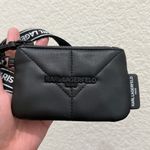 Karl Lagerfeld Paris Quilted Black Faux Leather Lanyard Wallet Photo 4