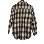 Princess Polly  Oversized Plaid Button Down Shirt Beige Navy Flannel Shacket Sz 0 Photo 5