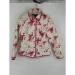 Anne Carson  Women's Size Large‎ Quilted Jacket 100% Silk Pink Floral Sequins Photo 7