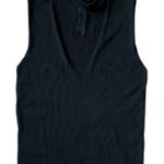 ZARA  Black V-Neck Choker Strap Sleeveless Top Women’s Small | Zip Back Ribbed Kn Photo 0