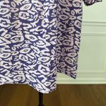 Hiho Purple Abstract 3/4 Sleeve Elastic Neck Cuff Shift Dress Cotton M Size M Photo 3