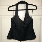 ZARA NWT Black Halter Fuzzy Center Zip Open Back Crop Top Size XXL Photo 3