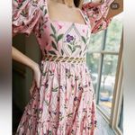 Agua Bendita  Lima Linen Pink Floral Midi Dress size medium Photo 11
