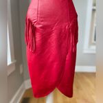 Vintage New Leaf Cherry Red Faux Leather Bodycon Corset Fringe Mini Dress Sz 3/4 Photo 3