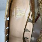 Christian Louboutin  Fontanete Pink and Gold Metallic Snakeskin Peep Toe Pumps 39 Photo 8