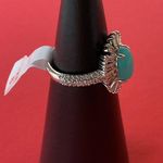 Bomb Party RBP4150 “Sparkling Gaze” Genuine Amazonite on Rhodium Size 6 Ring NWT Photo 1