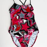 Nike [] Red Black Star Print Thin Strap One-Piece Competition Swimsuit Size 10/36 Photo 0