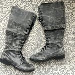Coconuts by Matisse Coconuts tall lace up distressed gray combat boots size 8 buckle harness Photo 0