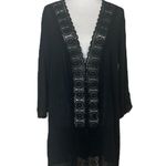 La Blanca  Swim Coverup Black Gauze Lace Embroidery V-neck Women’s Size Large Photo 10