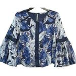Tularosa Anthropologie Blouse Women XS Blue Midnight Floral Jaylen Crop Boho Top Photo 0