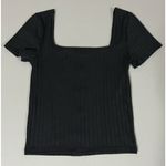 Abound Ribbed Square-Neck Button-Down Short Sleeve Tee T-Shirt Top Blouse XS π€ Photo 1