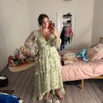 Mac Duggal Green Floral Chiffon Gown Photo 2