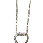 Boutique Heart Necklace Rhinestone Silver Sliding Pendant Charm Photo 1