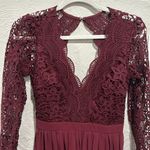 Lulus  Awaken My Love Burgundy Long Sleeve Lace Maxi Dress Size Small Photo 4