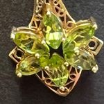 14K Gold Peridot? filigree Slider Pendant/ 20” Italy Chain Photo 11