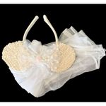 Disney MINNIE MOUSE WEDDING VEIL Iridescent Sequin White Lace Heart Pink Flower Photo 5