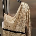 💕MARCHESA NOTTE💕 Glitter Ruffle Asymmetric Cocktail Dress ~ Champagne 4 NWT Gold Photo 5
