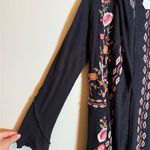 Karyn Seo Long Line Floral Embroidered Bohemian‎ Hooded Cardigan Black Photo 2