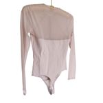 Abercrombie & Fitch Long Sleeve Sheer Keyhole Bodysuit XS Beige Quiet Luxury Photo 3