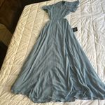 Lulus New  Deep in my heart slate blue Swiss Dot cut out maxi dress  size small Photo 3