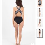 WAVE LIFE women XS One piece high waist panty swim front zipper built in bra Black Photo 2