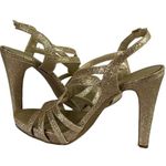 Audrey Brooke Kellie Heels Gold Shimmer Open Toe Slingback Women’s Size 7.5M Photo 5