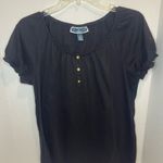 Karen Scott  Black Blouse with Button Accents Photo 3