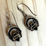 Sterling Silver Claddagh Earrings with Black Onyx Hearts Photo 7
