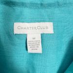 Charter Club  Womens 100% Linen Aqua Blue Button Down Vacation Shirt Sz Medium Photo 1