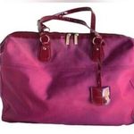 Estée Lauder Estee Lauder Burgundy Nylon Patent Leather Trim Tote Bag Travel Weekender Photo 0