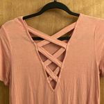 Ambiance pink tee shirt with criss cross details in the back woman’s size small Photo 3