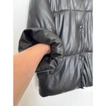 2010s NVLT Black Faux Leather Puffer Jacket Matte Finish Snap Closing Large Photo 8