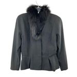 Vintage Peplum Jacket Womens S? Used Black Lined Fuzzy Collar Photo 0