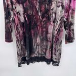 Vintage Y2K CJ Banks Whimsigoth Sweater Womens 2X Pink Sequin Velvet Black Lace Photo 2