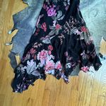 Lily Dark Pink Floral Print Asymmetrical Flowy Dress Size L Photo 2