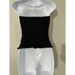 ZARA  S Small Black Knit Strapless Bustier Top Corset Gold Button Peplum Hem Tube Photo 4