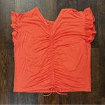 White Birch  coral ruched back top with flutter sleeves, size XL Photo 5
