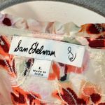 Sam Edelman Scarlette Button Front Crop Embroidered Floral Peplum Top Large Photo 1