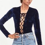 Reformation  velvet bodysuit in gray NEW Photo 0