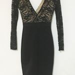 Low Cut Lace Bodycon Midi Dress Black Photo 2