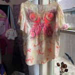 Style & Co Womens  beautiful boho butterfly print lace sleeve top Photo 6