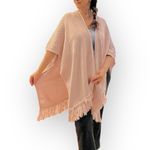 Roller Rabbit  May Cape Sweater poncho solid Pale Rose, fringed hem,fits all NWT Photo 1