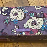 Vera Bradley Enchanted Garden RFID Purple Floral Tri-Fold Wallet Pocketbook Photo 0
