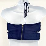 Forever 21  Womens Y2K Vintage Sequin Beaded Butterfly Going Out Top Size M Navy Photo 8