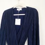 L'Academie  Revolve Florence Navy Pleated Mini Wrap Dress NWT Sz S Photo 6