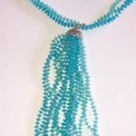 Vintage 3 Strand Blue Beads Tassel Fringe Pendant Beaded Retro Boho Necklace Photo 1