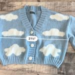 SheIn Clouds Sky Cropped Sweater Cardigan Blue Fuzzy Sz Small (4) Photo 4